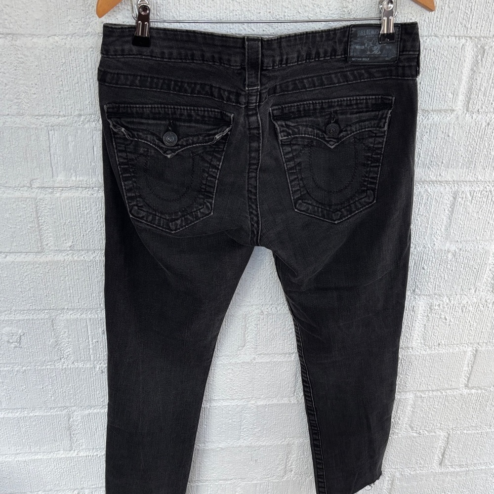 True Religion Billy Black Mid Rise Y2K 90s Horseshoe Denim Jeans sz 32 - Picture 2 of 11